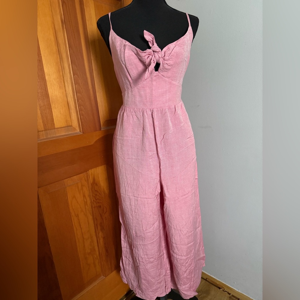 LOFT Pink Linen-blend Jumpsuit